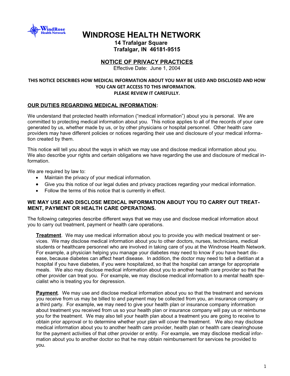 Model HIPAA Notice