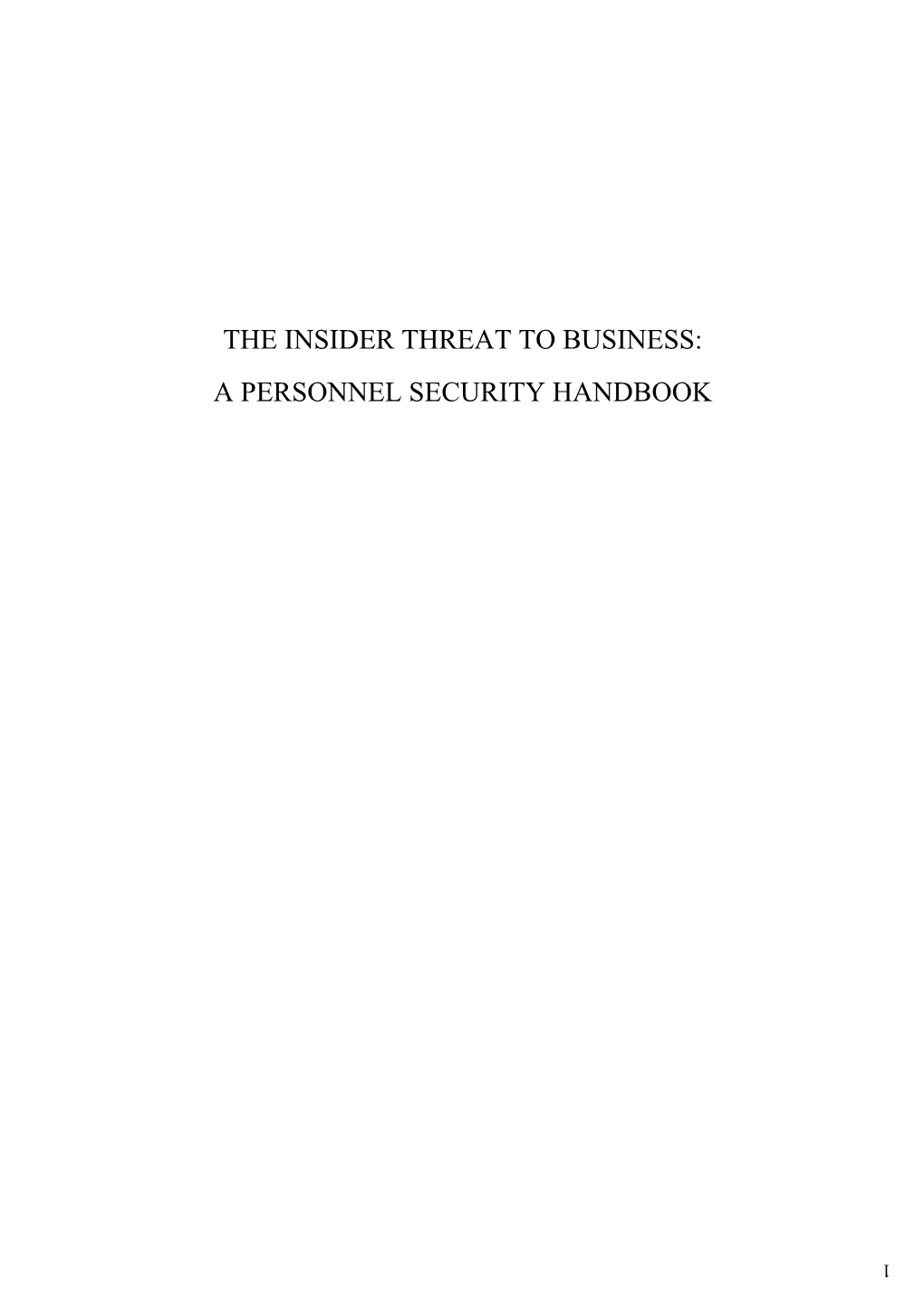 The Insider Threat to Business DOC 116KB
