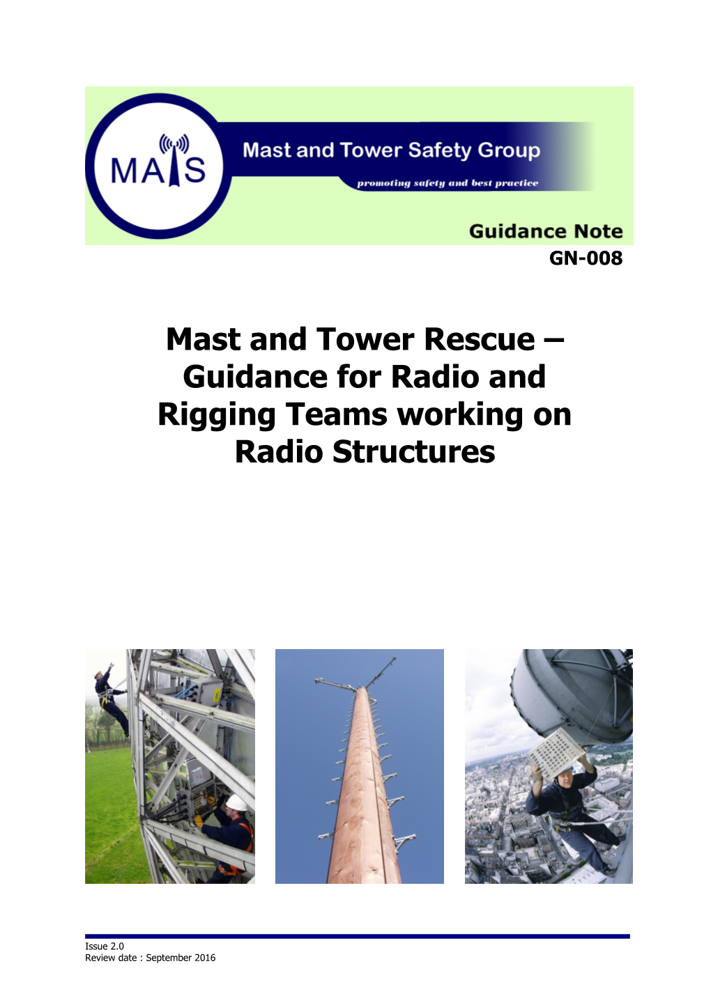Mast and Tower Rescue Guidance for Radio and Rigging Teams Working on Radio Structures
