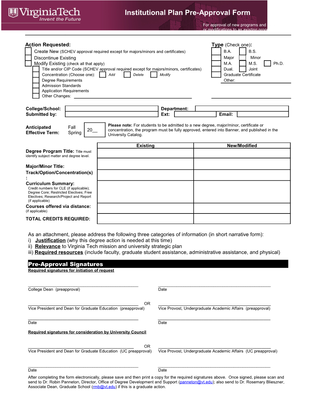 Program Approval Form