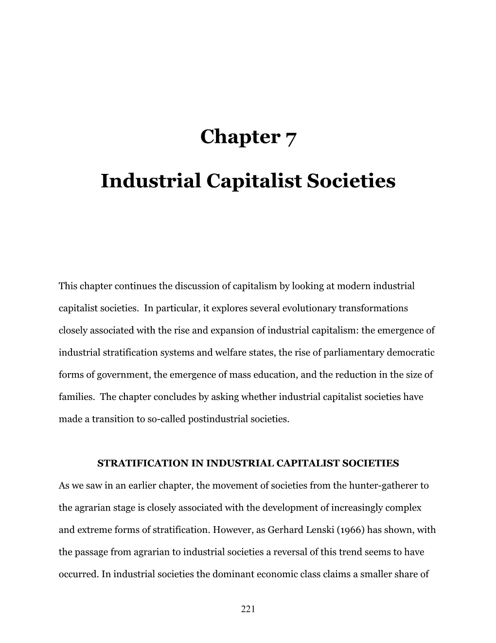 Stratification in Industrial Capitalist Societies