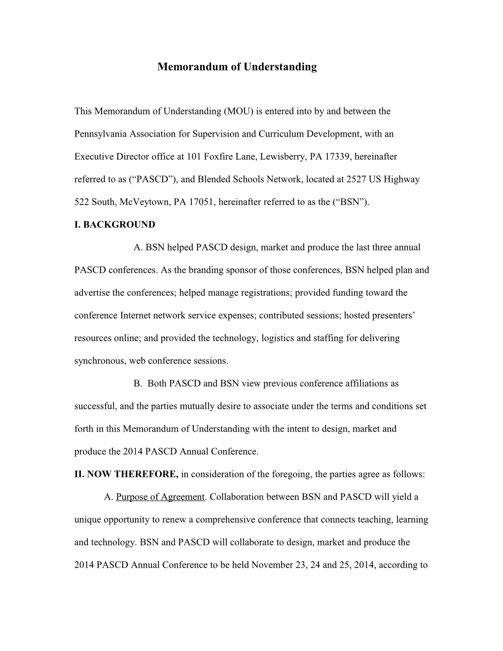 Memorandum of Understanding s14