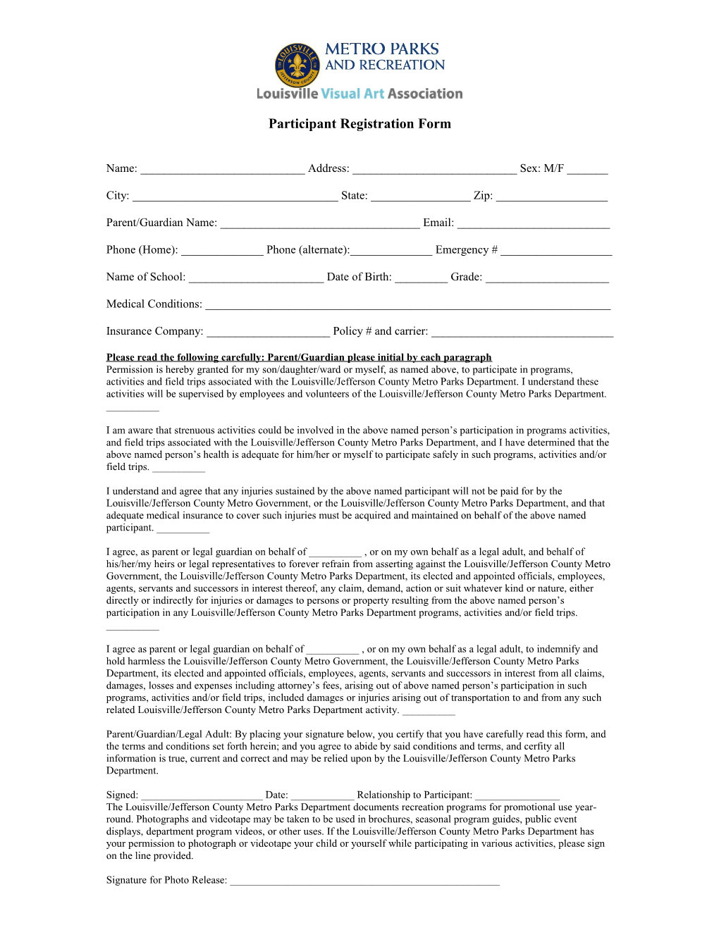 Participant Registration Form s1