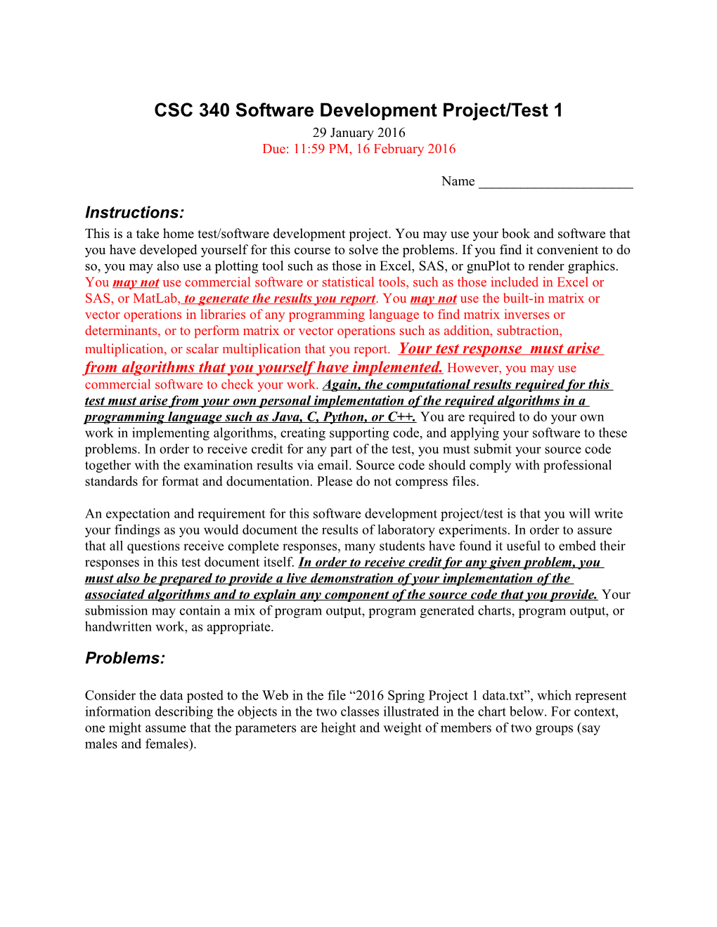 CSC 340 Software Development Project/Test 1