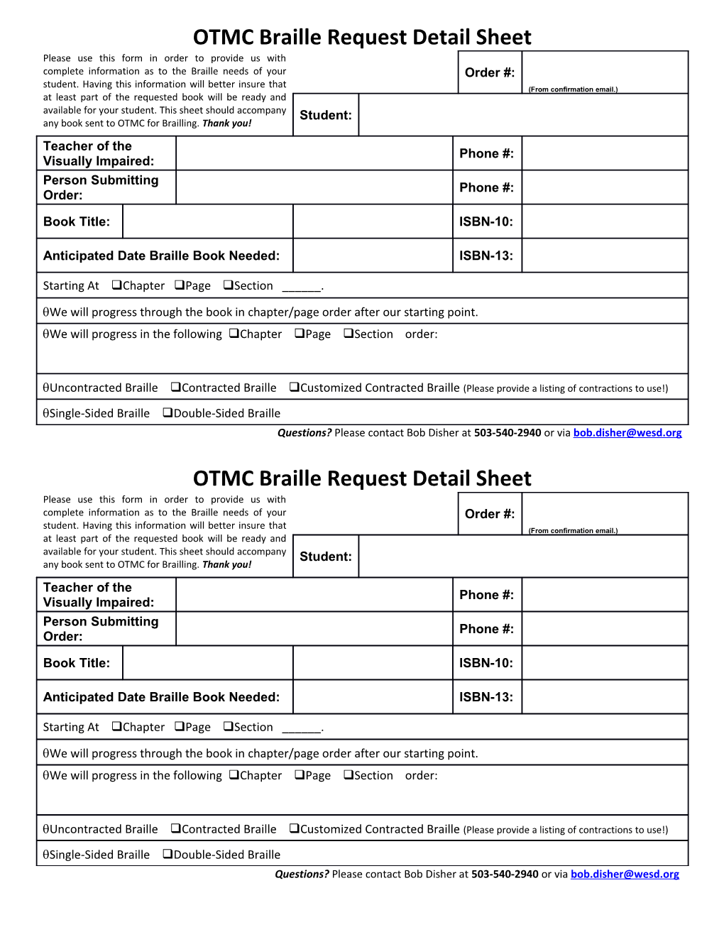 OTMC Braille Request Detail Sheet