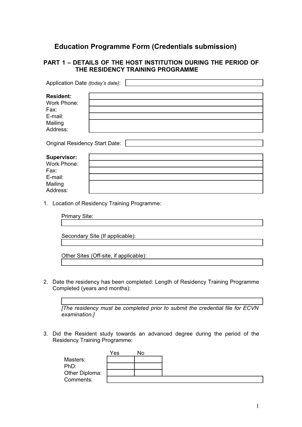 ECVN Residency Guidelines from 1-1-2009