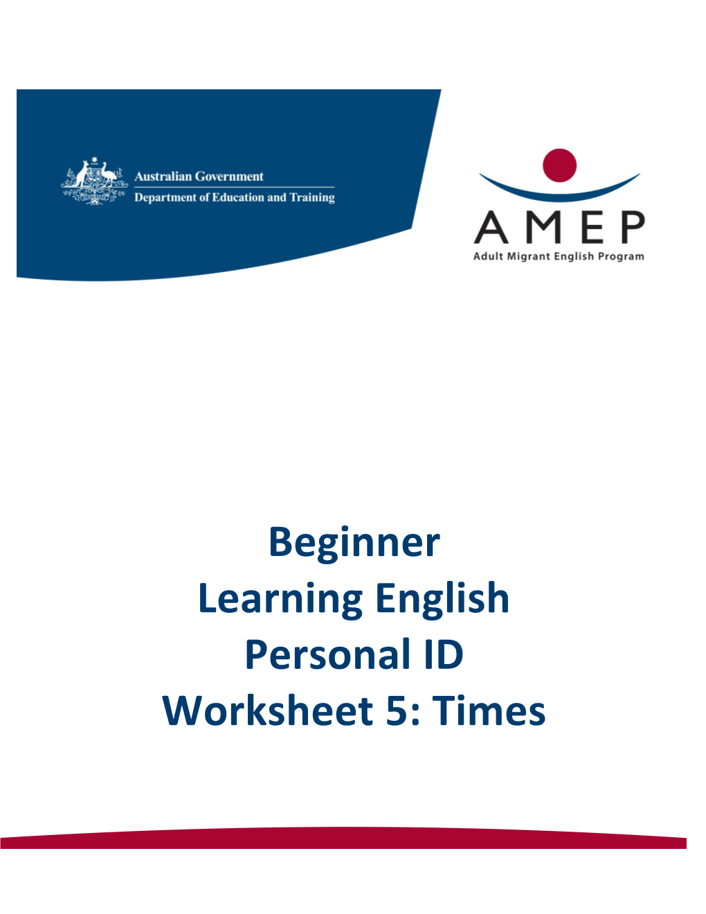 Beginner Learning English Personal ID Worksheet 5: Times