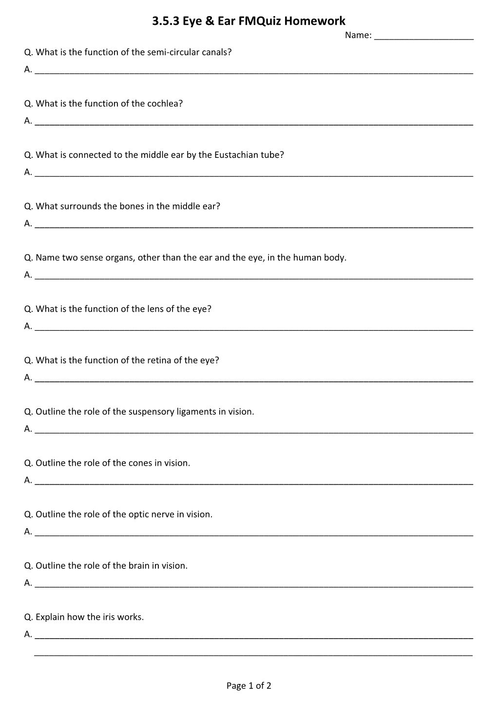 3.5.3 Eye & Ear Fmquiz Homework