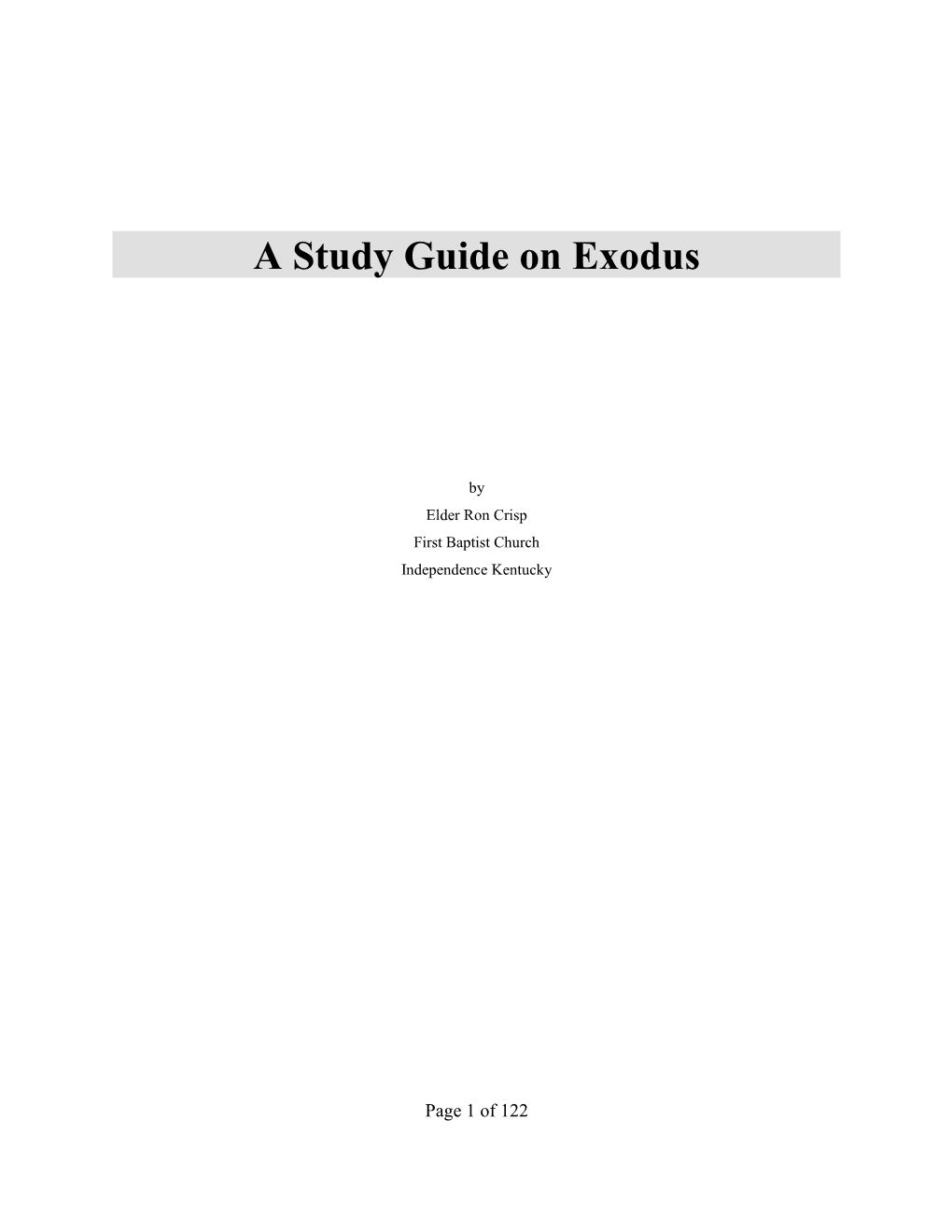 A Study Guide on Exodus