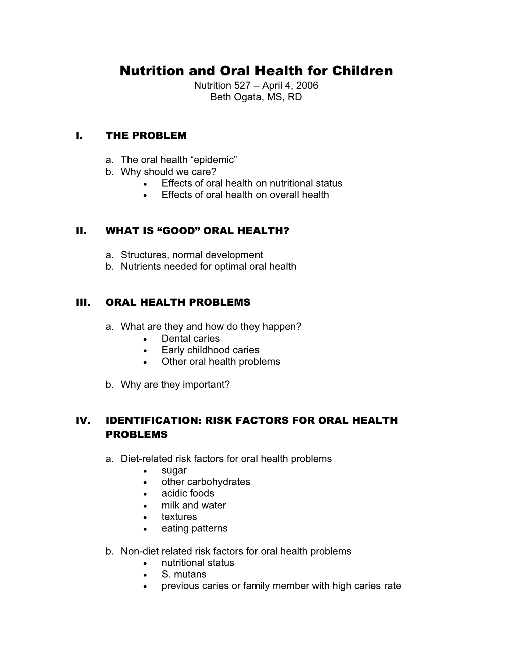 Nutrition and Oral Health for Children