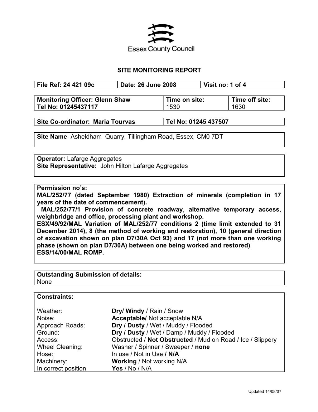 Site Monitoring Report