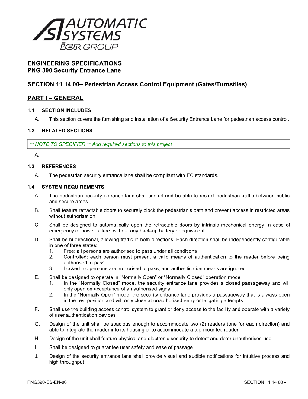 Section 10451 - Optical Turnstiles