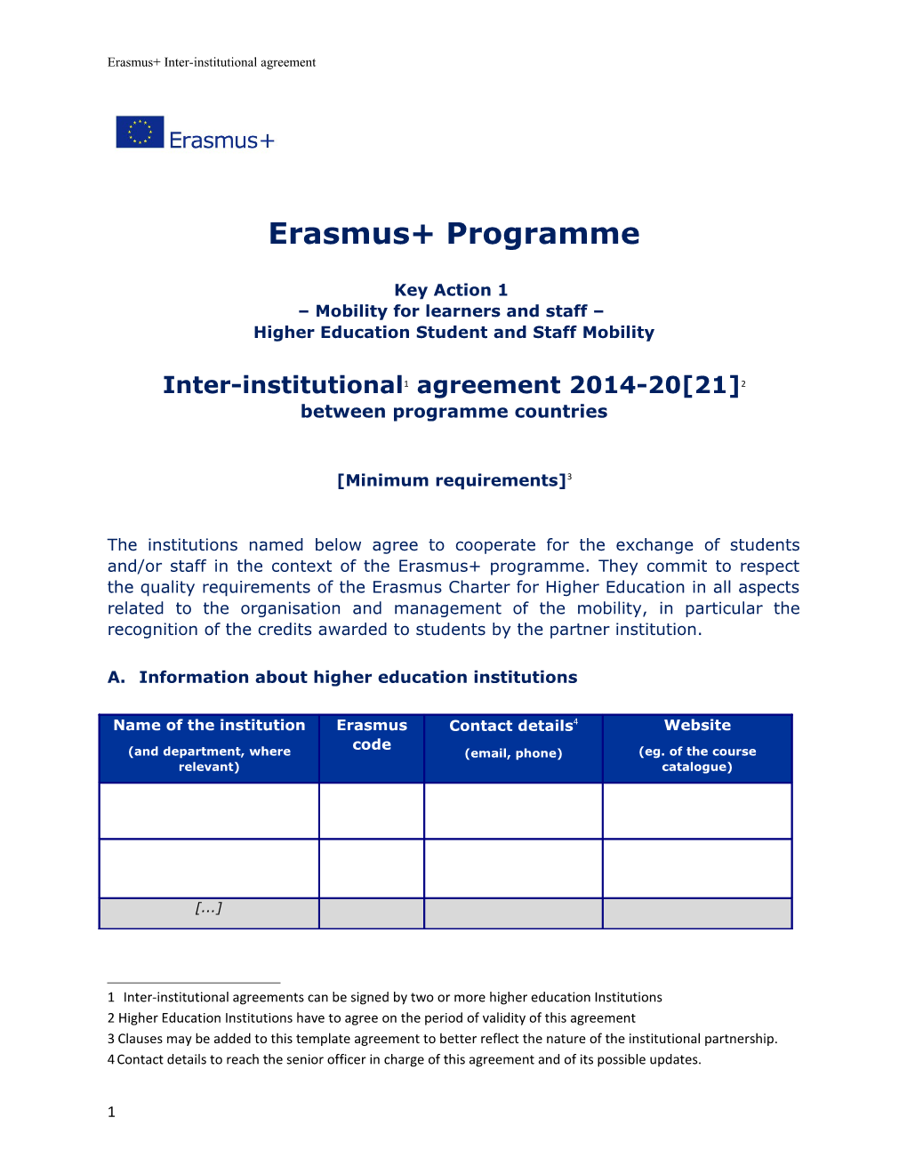 Erasmus+ Inter-Institutional Agreement