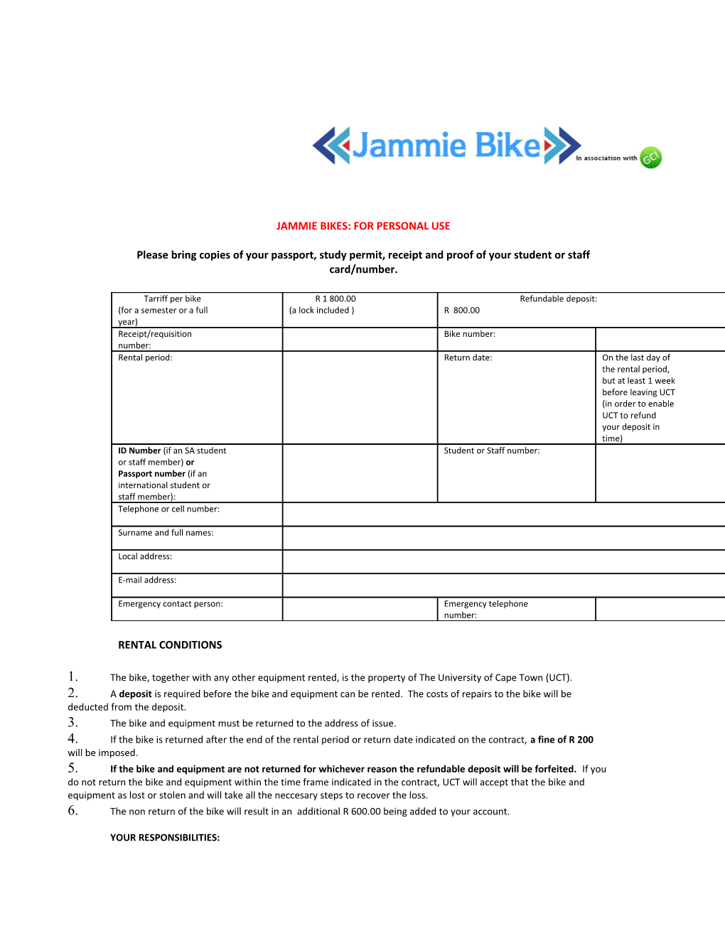Jammie Bikes: for Personal Use