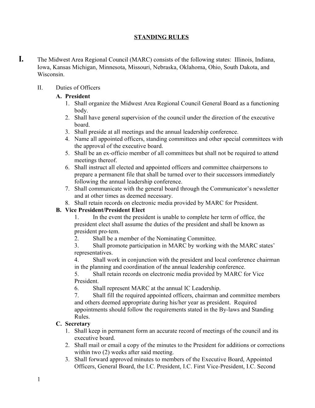 II. Duties of Officers