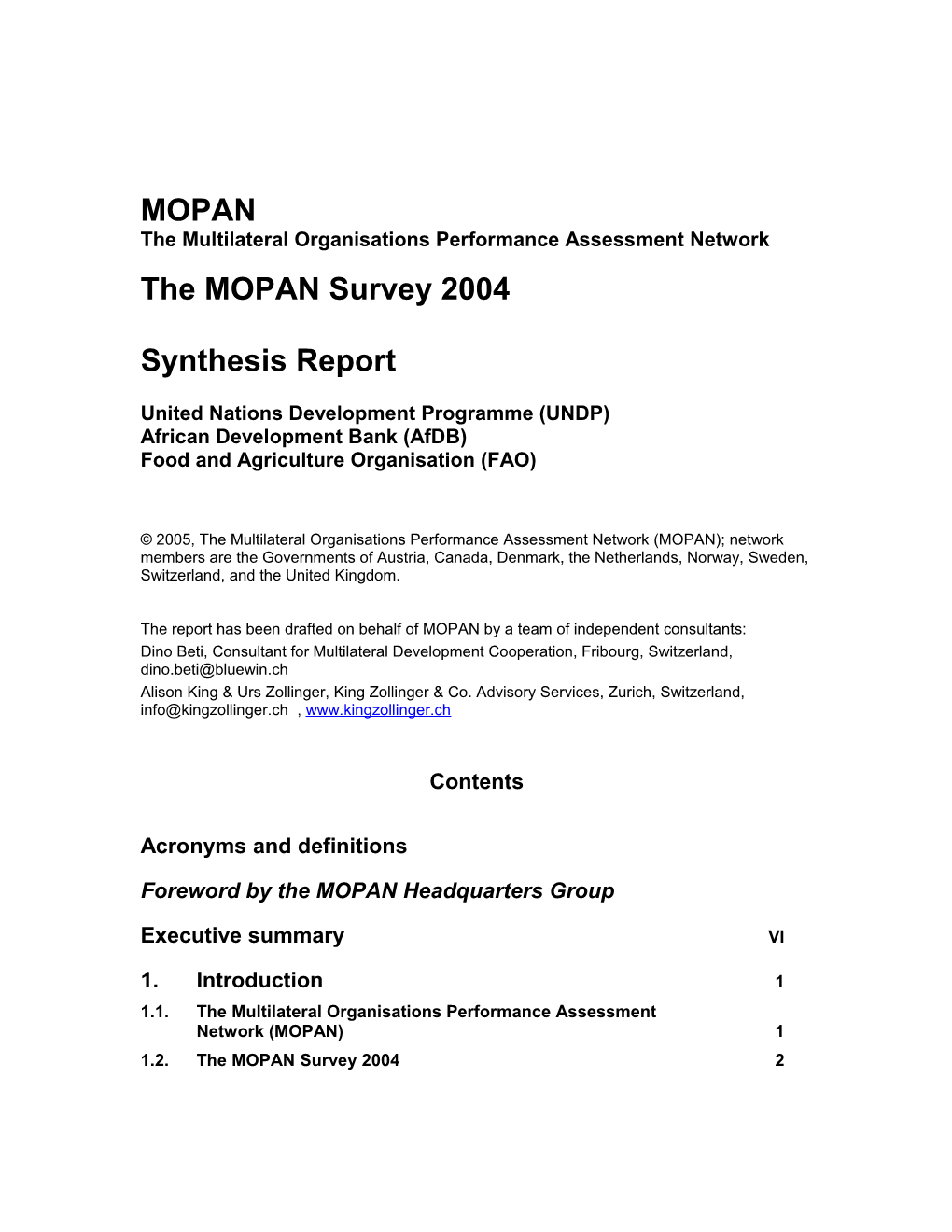 The Multilateral Organisations Performance Assessment Network