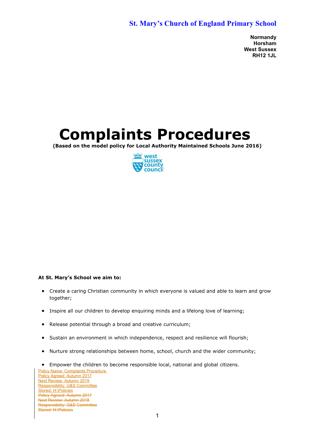 Complaints Procedures