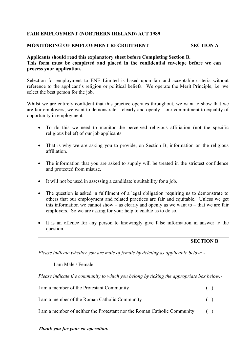 Fair Employment (Northern Ireland) Act 1989