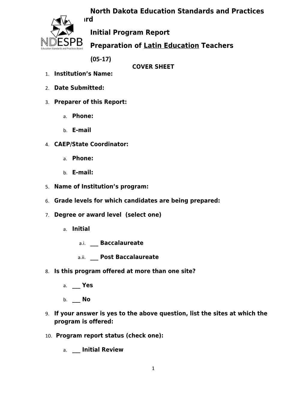 North Dakota Education Standards and Practices Board