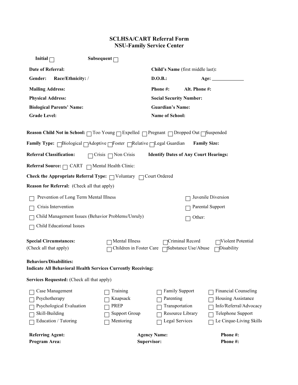 SCLHSA/CART Referral Form