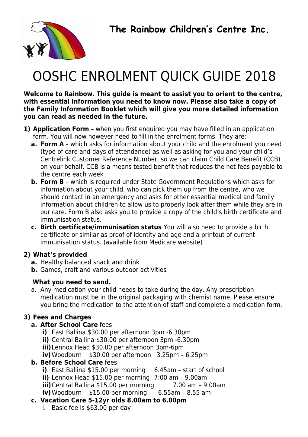 Ooshc Enrolment Quick Guide 2018