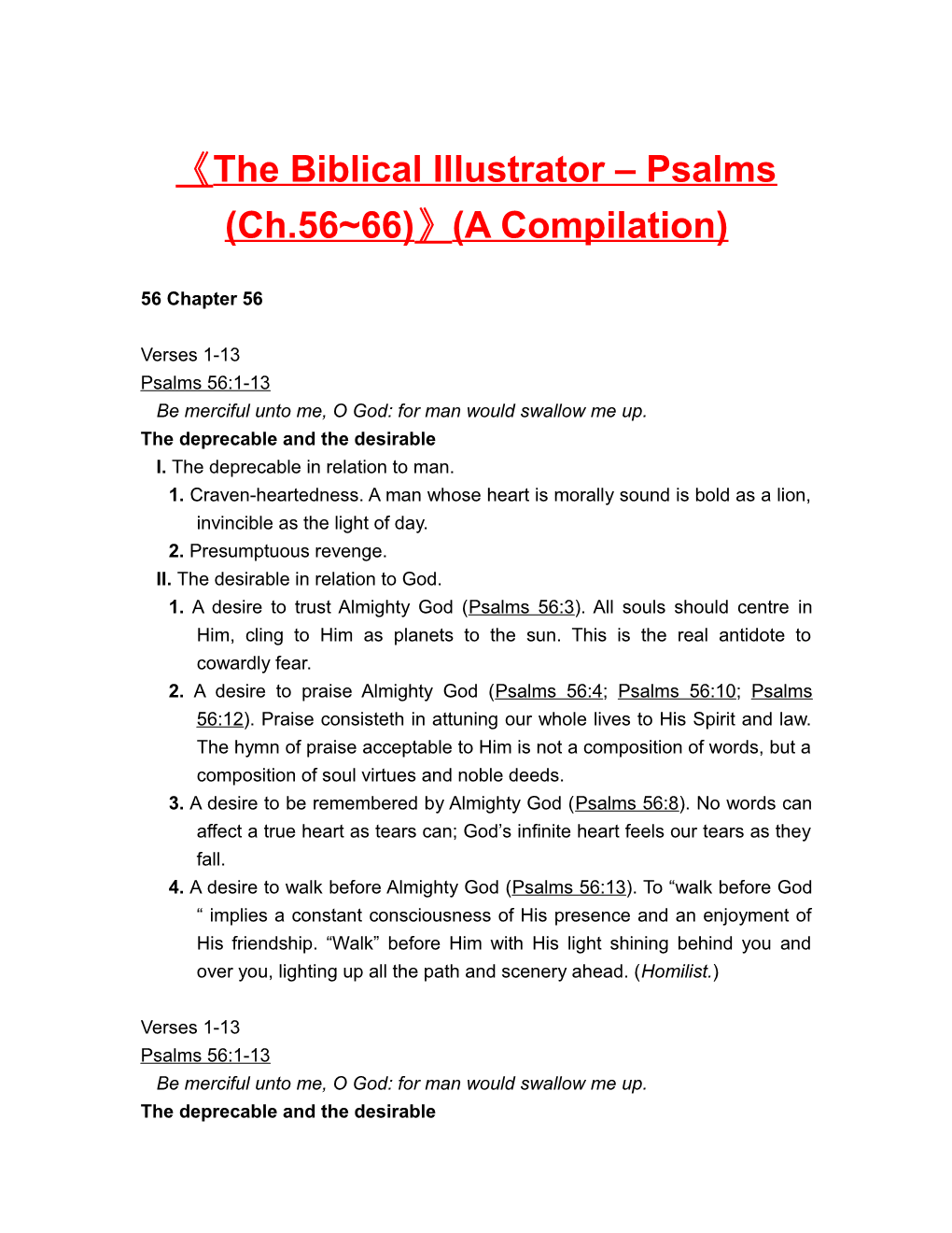 The Biblical Illustrator Psalms (Ch.56 66) (A Compilation)
