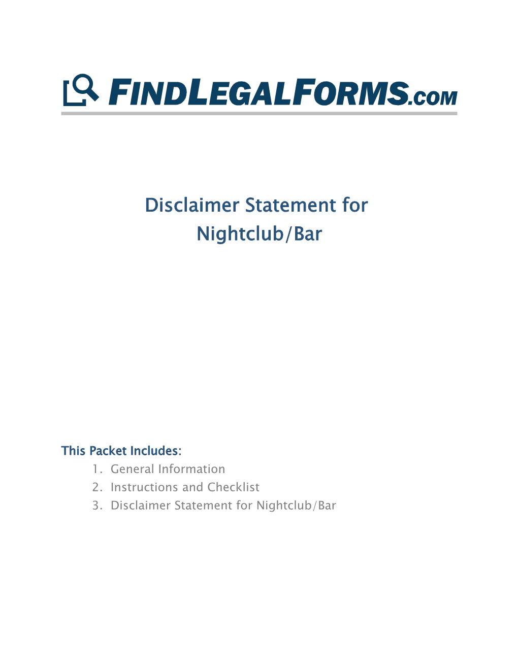 Disclaimer Statement for Nightclub/Bar