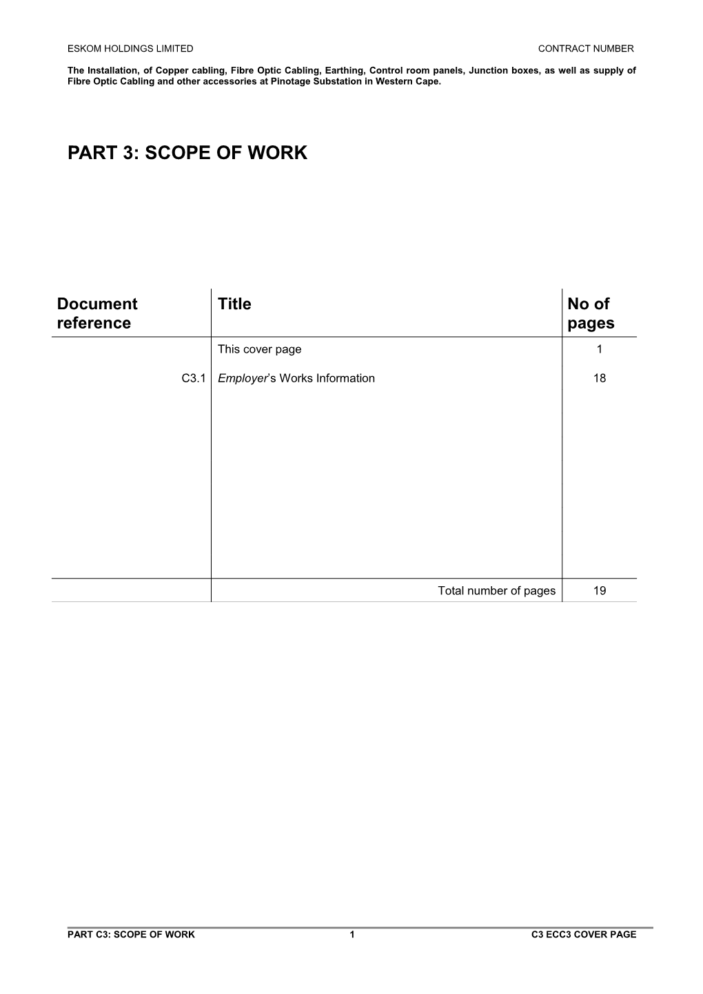 C3.1 ECC3 Employer's Works Information