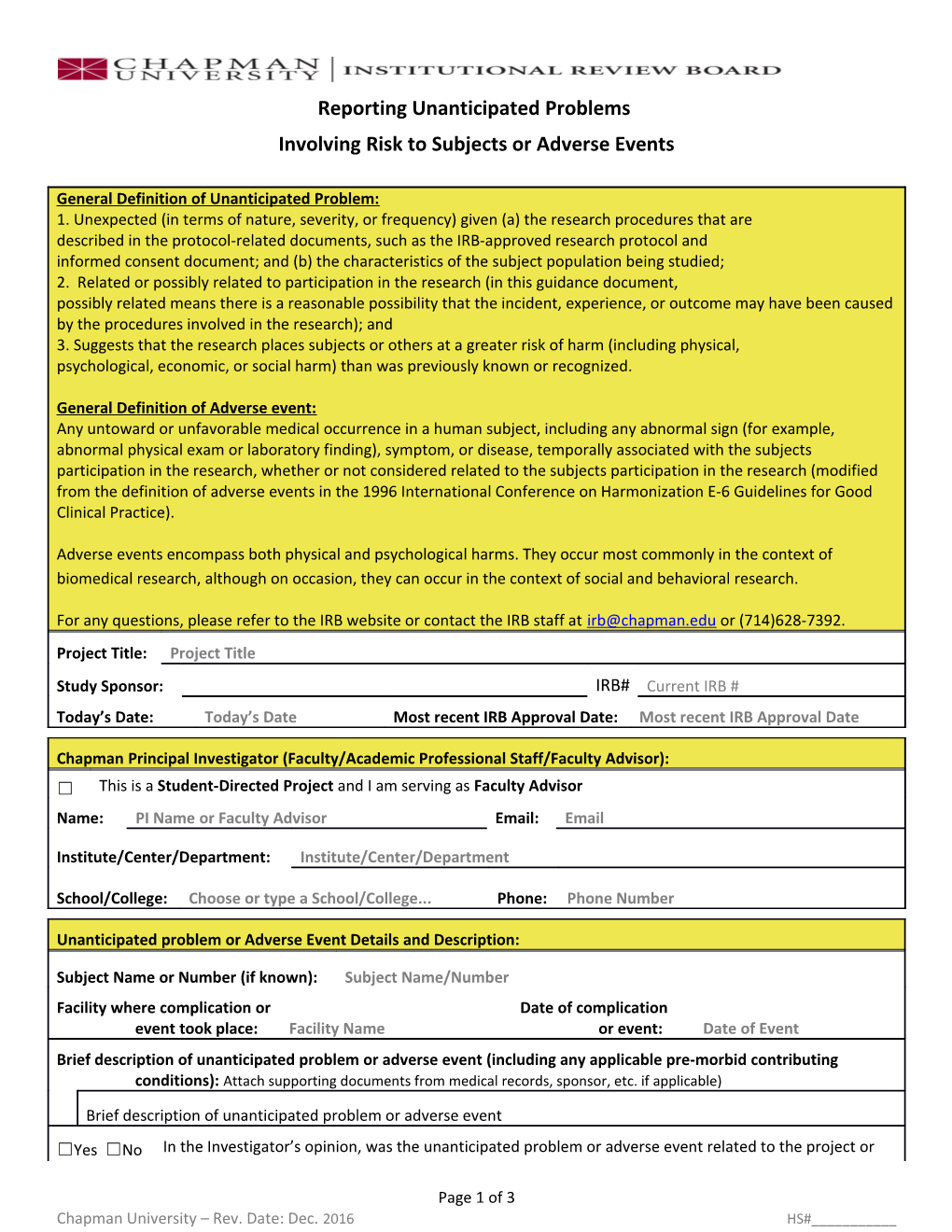 Most Recent IRB Approval Date