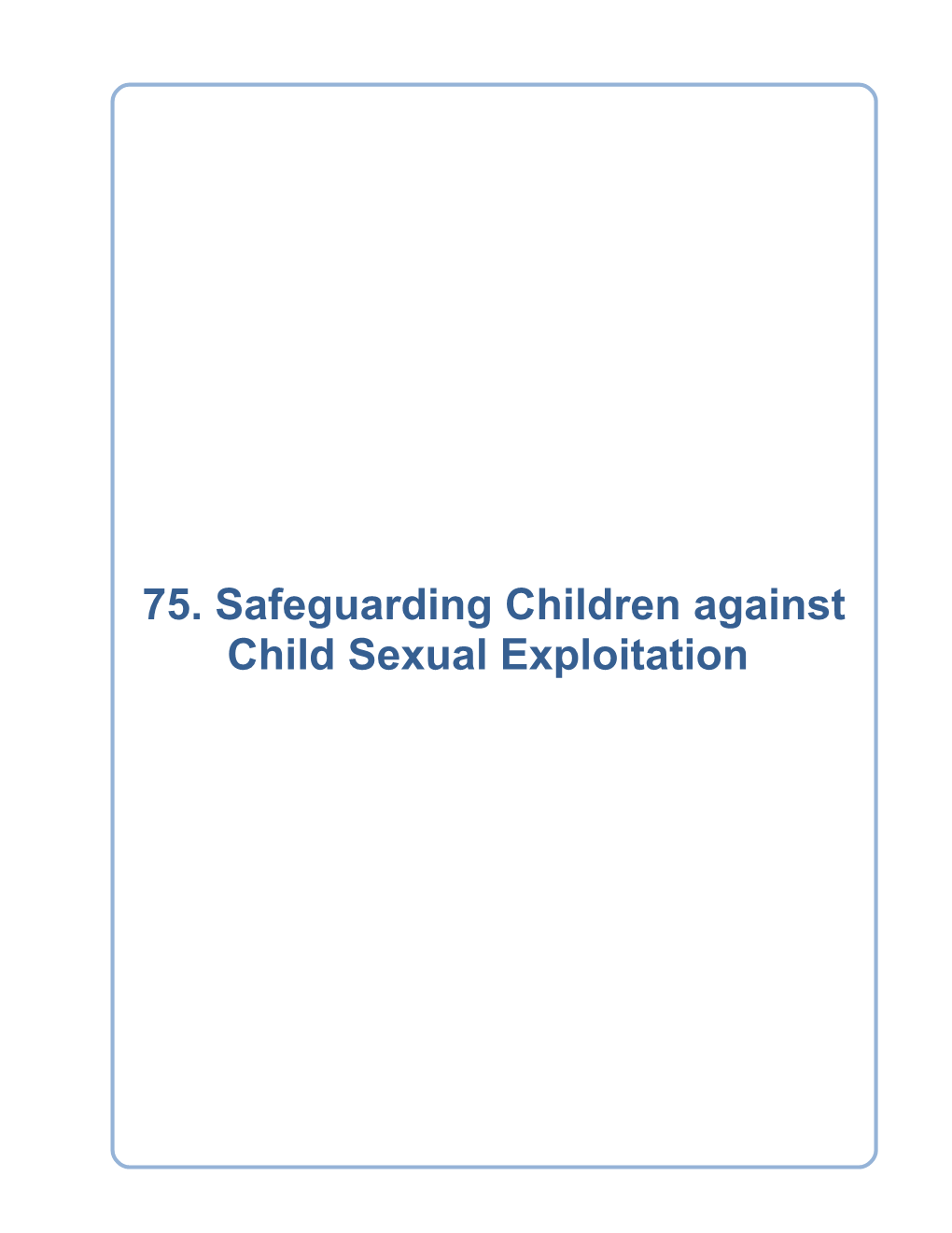 Safeguarding Children from CSE