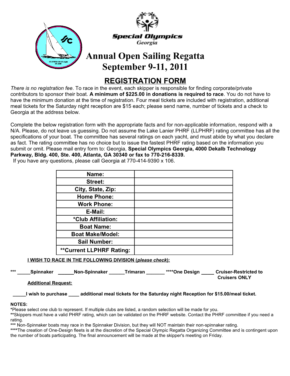 Annual Open Sailing Regatta