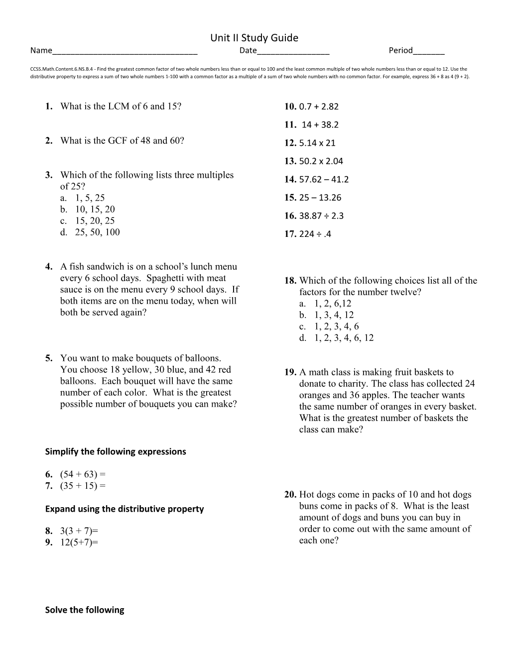 1. What Is the LCM of 6 and 15?