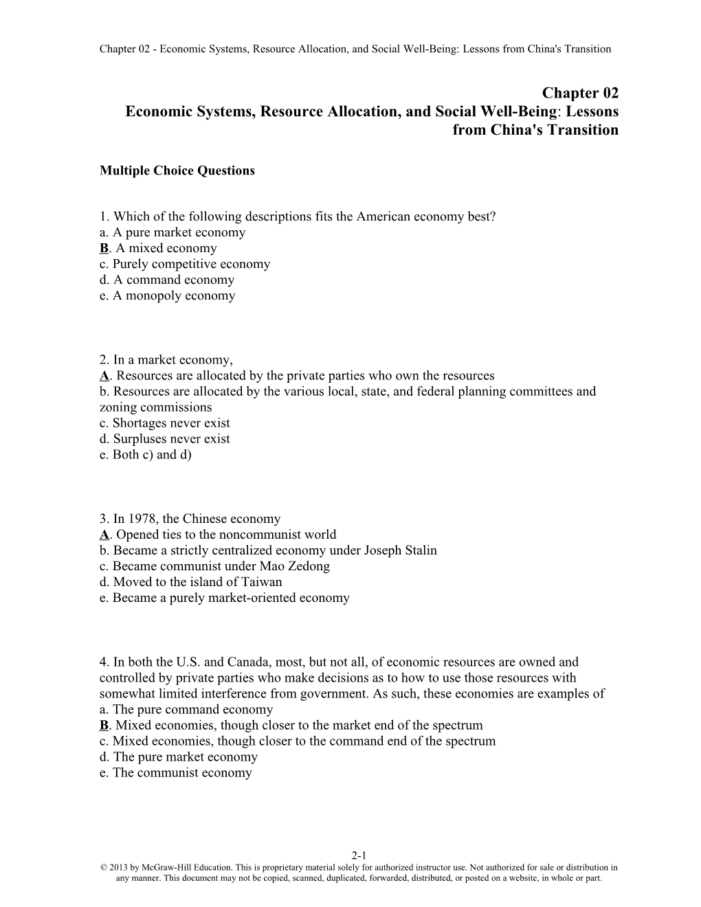 Chapter 02 Economic Systems, Resource Allocation, and Social Well-Being