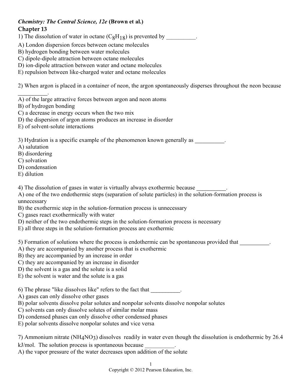 Chemistry: the Central Science, 12E (Brown Et Al