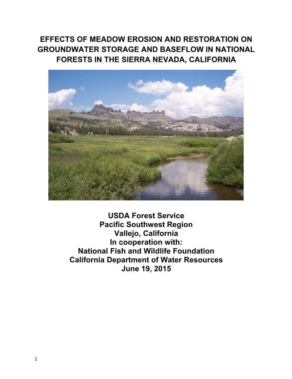 Effects of Meadow Erosion and Restoration on Groundwater Storage and Baseflow in National