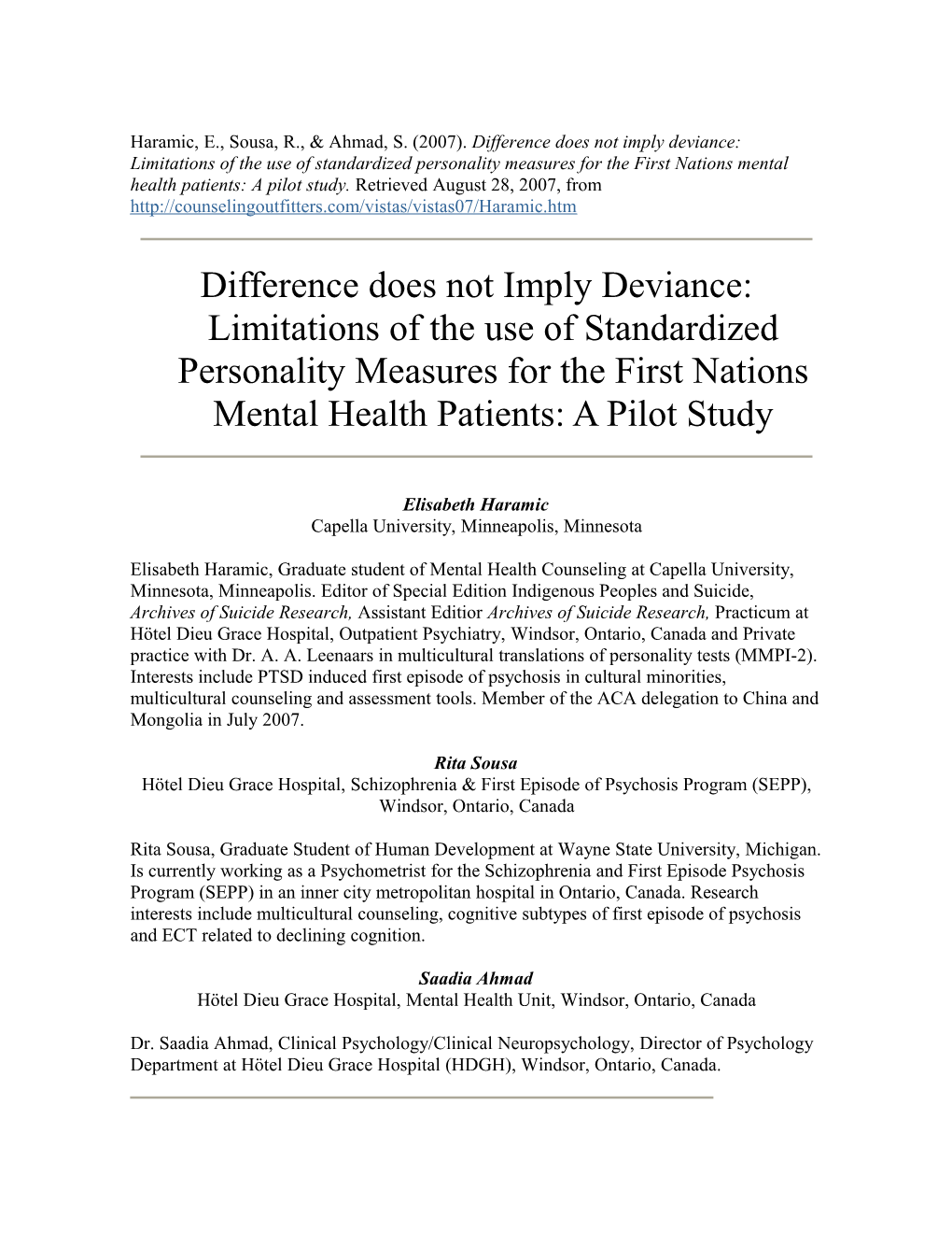 Difference Does Not Imply Deviance: Limitations of the Use of Standardized Personality