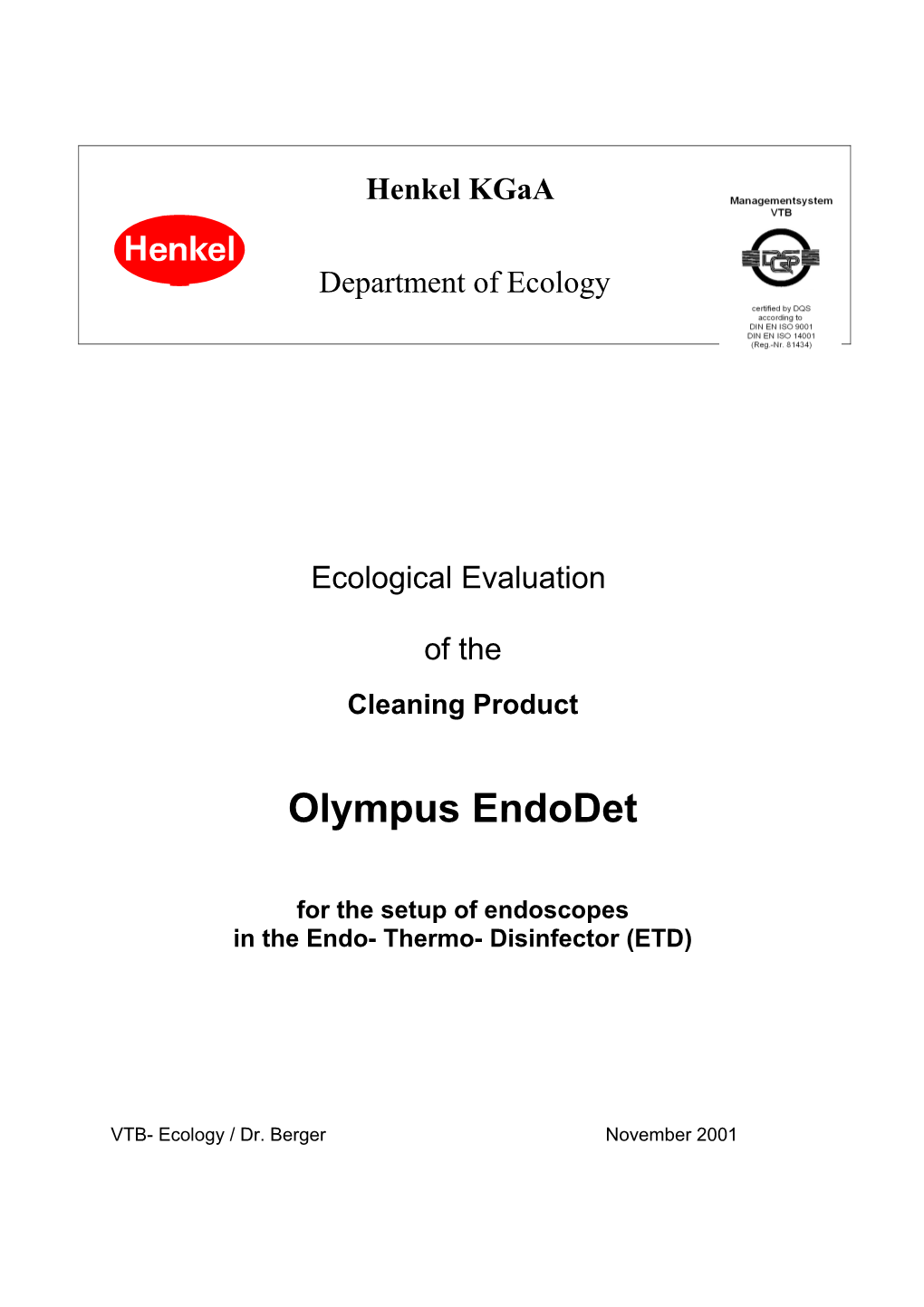 Ecological Certificate for Endodet