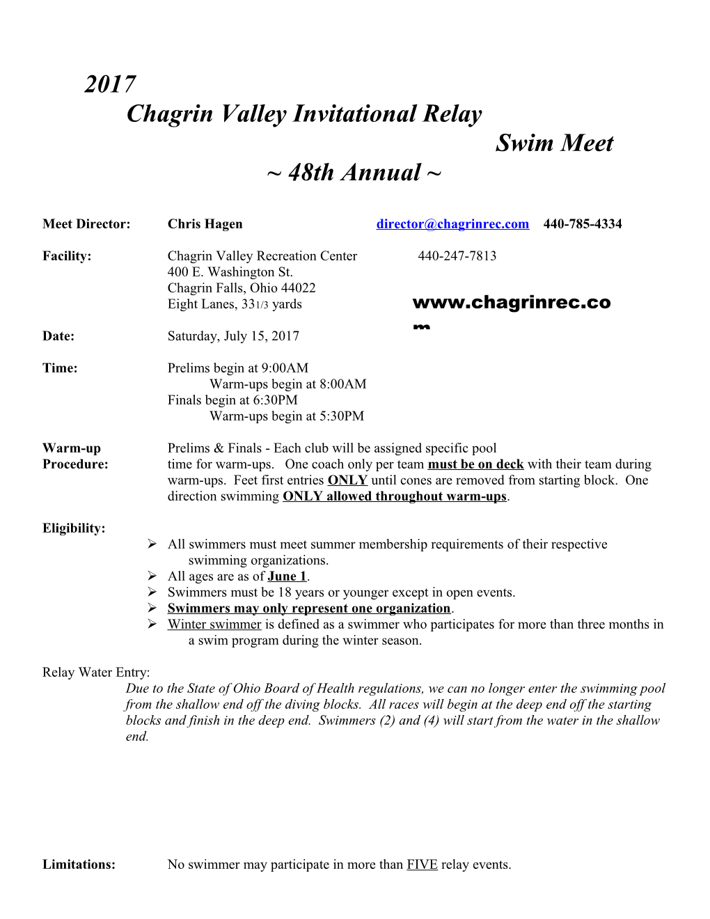 Chagrin Valley Invitational Relay