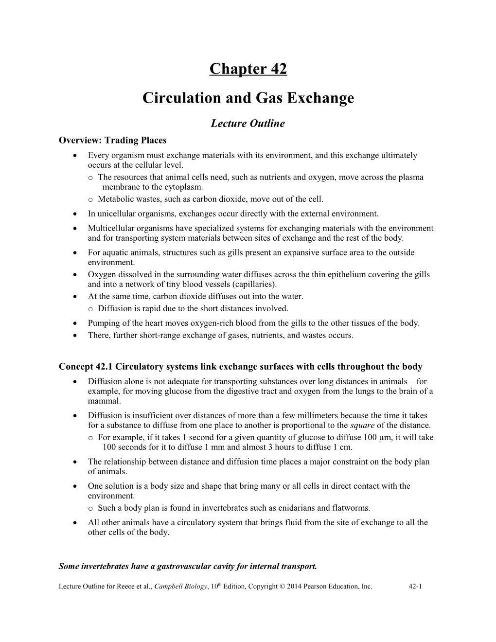 Circulation and Gas Exchange