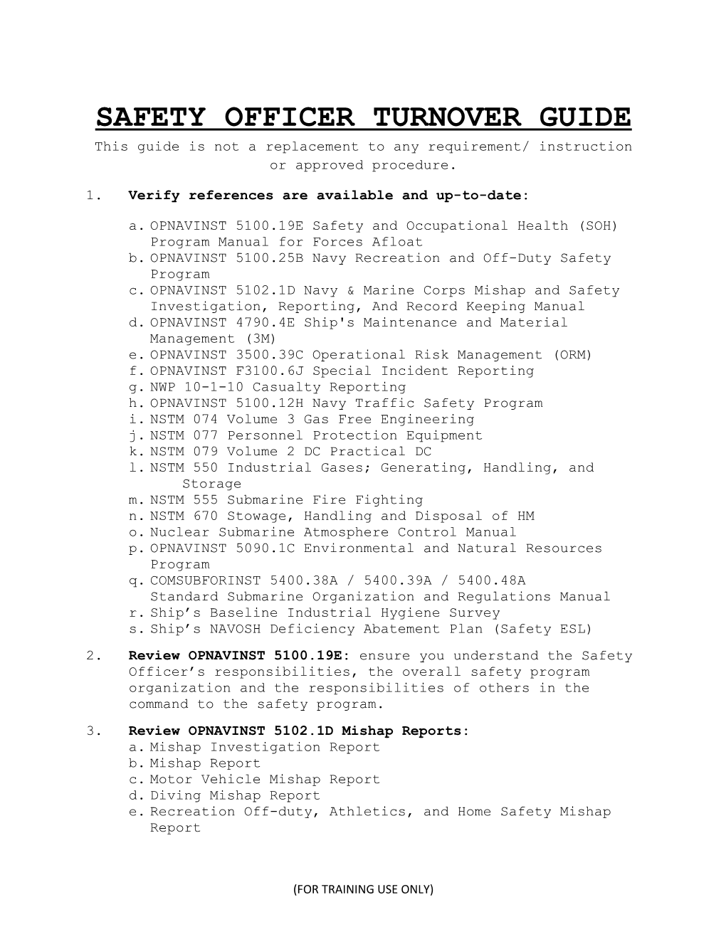 Effective Safety Officer Turnover Guide