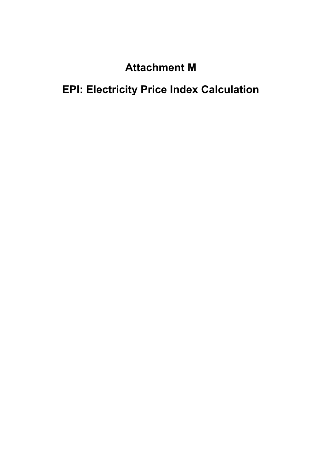 EPI: Electricity Price Index Cal Culation