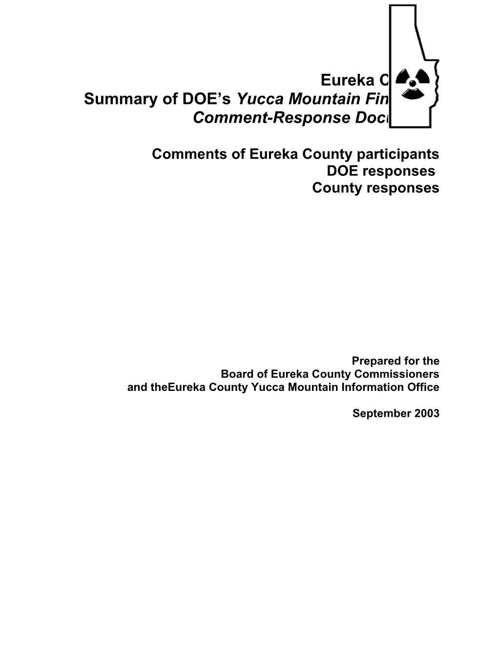 Summary of DOE S Yucca Mountain Final EIS