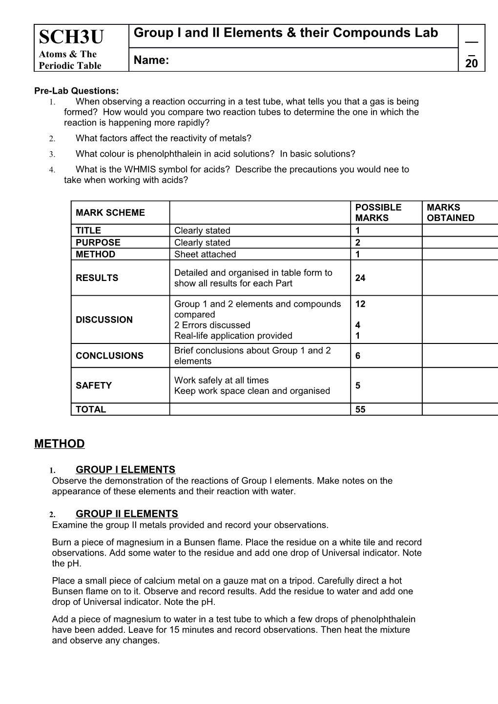 Stage 1 Chemistry: Reactions of Group I and Ii Elements and Their Compounds