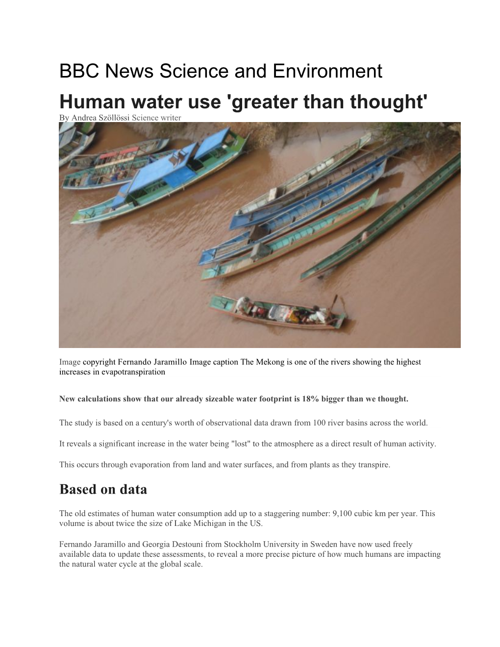 Human Water Use 'Greater Than Thought'