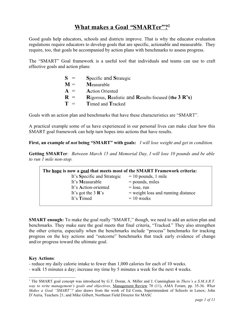 ESE SMART Goals Workshop Handout 6: Step-By-Step W/ the MA Smarter Goal Model