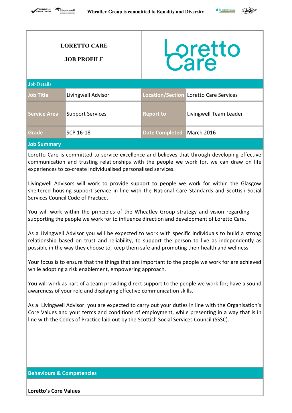 Wheatley Group Job Profile