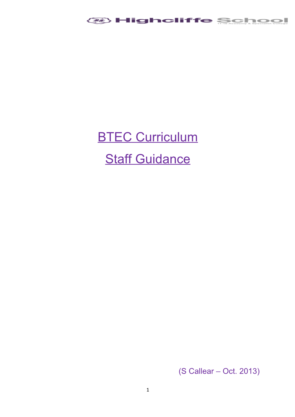 BTEC Curriculum