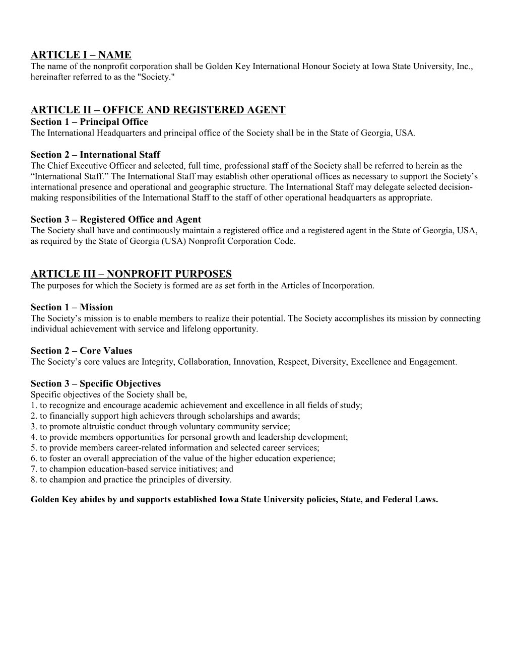 Article Ii Office and Registered Agent