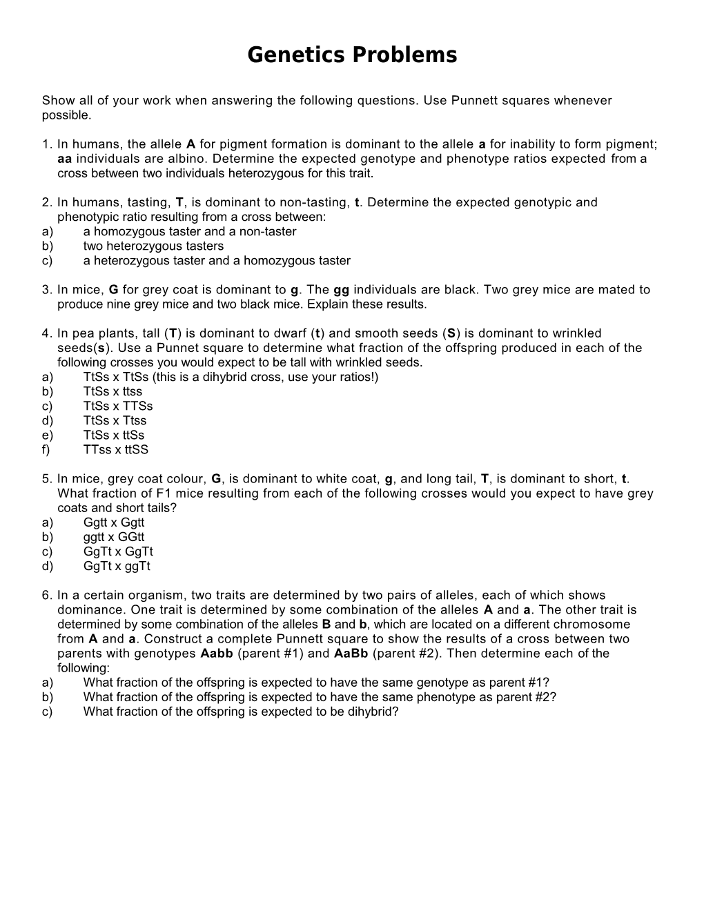 Genetics Problems s1