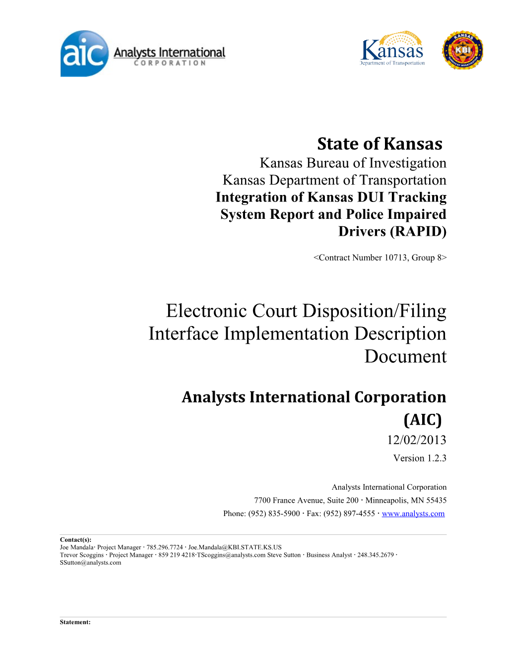 Electronic Court Disposition Filing Interface Implementation Description Document V1.2.3